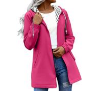 AMDOLE Outdoor Ladies Rain Jacket Functional Rain Coat Windbreaker Lightweight Waterproof Jacket With Hood Breathable Functional For Fall Winter Hot Pink L