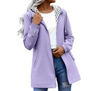 AMDOLE Outdoor Ladies Rain Jacket Functional Rain Coat Windbreaker Lightweight Waterproof Jacket With Hood Breathable Functional For Fall Winter Light Violet L