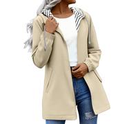AMDOLE Outdoor Ladies Rain Jacket Functional Rain Coat Windbreaker Lightweight Waterproof Jacket With Hood Breathable Functional For Fall Winter Khaki M