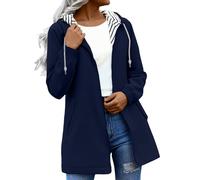 AMDOLE Outdoor Ladies Rain Jacket Functional Rain Coat Windbreaker Lightweight Waterproof Jacket With Hood Breathable Functional For Fall Winter Dark Blue Xl