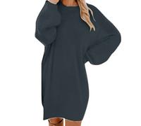 AMDOLE Petite Cocktail Dresses for Women Long Sleeve Women Winter Sweater Knit Turtleneck Warm Long Sleeve Pocket Mini Sweater Dress Dark Sweater Dress V Neck Grey