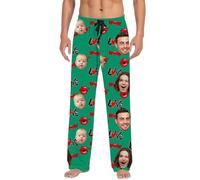 AMDOLE Plaid Pajama Shorts Fluffy Pj Pants Women Red Flannel Pajama Pants Custom Pajama Pants Plaid Pajama Shorts Personalized Pajama Pants for Men Pajamas with Pets Face Cat Pants