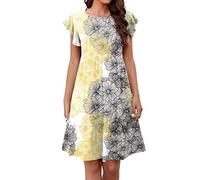 AMDOLE Summer Dresses for Women UK Bohemian Skirt Plus Size Simple Summer Dresses Plus Size Kaftan Plus Size Purple Dress Colour in T Shirts for Girls Electric Blue Midi Dress