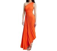 AMDOLE Wedding Guest Dresses for Women Neck Pleated Hollow Slim Long Dress Summer Short Sleeve Dresses for Women (RD1, M)