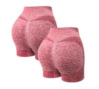 AMDOLE Women's 2 Piece High Waist Yoga Shorts Gym Scrunch Butt Lifting Workout Running Shorts Gym Biker Casual Slim Fit Classic Basic Solid Simple Stylish Cycling Short Women