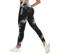 AMDOLE Women's 3D Compression Leggings Anti Cellulite Slimming Butt Lifting Leggings High Waist Seamless Push-Up Gym Yoga Running Legging Tummy Control Opaque Stretchy Yoga Pants Trousers Black-B L