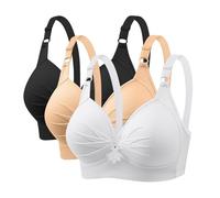 AMDOLE Women's Bras 3 Pack Non Wired Bras Plus Size Push Up Full Coverage Wireless Bralets Ladies Super Gather Adjustable Straps Everday Bra Seamless Comfort Padded Bralettes Underwear Black S