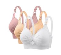 AMDOLE Women's Bras 3 Pack Non Wired Bras Plus Size Push Up Full Coverage Wireless Bralets Ladies Super Gather Adjustable Straps Everday Bra Seamless Comfort Padded Bralettes Underwear Silver 5XL