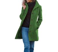 AMDOLE Women's Coats Winter Single Breasted Wool Blend Jacket Causal Lapel Trench Coat Ladies Long Sleeve Tops Longline Overcoat with Pockets Parka Cardigans Plus Size Green XL
