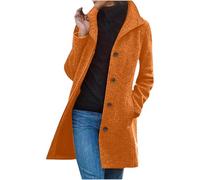 AMDOLE Women's Coats Winter Single Breasted Wool Blend Jacket Causal Lapel Trench Coat Ladies Long Sleeve Tops Longline Overcoat with Pockets Parka Cardigans Plus Size b-Khaki XL