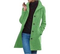 AMDOLE Women's Coats Winter Single Breasted Wool Blend Jacket Causal Lapel Trench Coat Ladies Long Sleeve Tops Longline Overcoat with Pockets Parka Cardigans Plus Size b-Green XXL