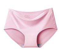 AMDOLE Womens Seamless Underwear Ice Silk Invisible Knickers Full Coverage Underpants Quick Dry Tummy Control Panty High Rise Panties Breathable Comfy Briefs Pink S