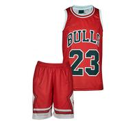 Amdrabola Chicago Michael Jordan Children's Basketball Jersey Kit, White, Red, Black, Comes with Shorts Basketball Fans (4-13 Years)