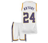 Amdrabola Lakers Kobe Bryant Kids Basketball Jersey Black Yellow with Shorts for Basketball Fans (4-13 Years)