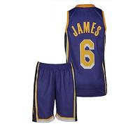 Amdrabola Lakers Lebron James Children's Basketball Jersey Kit, Purple, Come with Shorts Basketball Fans (140, Purple)