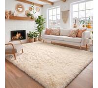 Amdrebio Beige Boho Furry Small Area Rug 3x5 for Kids Bedroom Nursery Dorm