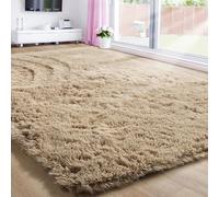 Amdrebio Dark Beige Fluffy Shag Rug - 3'X5', Rectangle, Cute Room Decor for Baby
