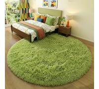 Amdrebio Grass Green Round Rugs 6Ft for Living Room Bedroom Decor Aesthetic, Large Fluffy Shaggy Circle Area Rug for Kids Playroom Baby Nursery, Big Soft Shag Fuzzy Modern Cool Floor Circular Carpet