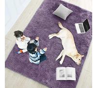 Amdrebio Purple Gray Soft Fluffy Area Rug, 2'X3', Plush Fibers (Rubber Backed), Rectangular, Casual, Indoor, Bedroom, Living Room, Hallway, Kitchen