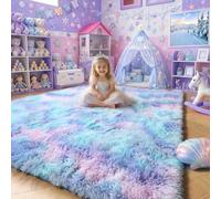 Amdrebio Purple Rainbow Mermaid Small Rug 3x5 for Girls Bedroom Classroom