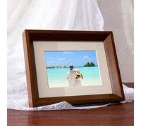 AMDXD A4 Photo Frame, Table Top & Wall Portrait Frame, Horizontal & Vertical, Rectangle Poster Frame, Wooden Picture Frame, Dark Brown, Photo Size 21 x 30 cm