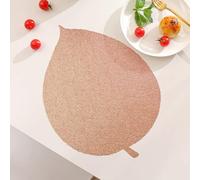 AMDXD Boho Style Placemats, 30 x 42 cm, Table Mat, PVC Leaf Shape, Washable Boy Place Mats Square for Home and Hotel, Rose Gold, 2 Pieces