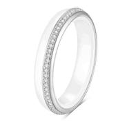 AMDXD Ceramic Engagement Ring, 4/6 mm Memoir Ring, Eternity Ring with 5A Cubic Zirconia, Women's Ring, Men's Ring, Unbreakable & Does Not Discolour, Does Not Scratch, Wedding Rings, Black and White
