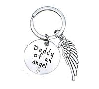 AMDXD Mommy Daddy of an Angel Stainless Steel Car Key Ring with Wings Silver, Stainless Steel