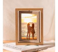 AMDXD Photo Frame A4, Table Top Double-Sided Rotating Certificate Frame Horizontal & Vertical, Rectangle Picture Frame MDF Wooden Frame, Wood, Photo Size 21 x 30 cm