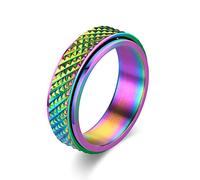 AmDxD Rings Partner Ring Titanium Steel Glow-in-the-Dark Electrocardiogram Wide 8 mm Wedding Ring Blue Couple Rings Wedding Rings for Men Women Rings Size 65 (20.7), stainless steel, No zirconia