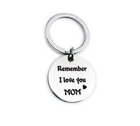 AmDxD Round Remember I Love You Mom Dad Stainless Steel Key Ring, Silver, Mom-30 mm, One size