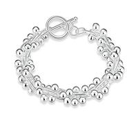 AmDxD Silver Plated Bracelet, Ball Bracelets for Women Grape Sphere Design 20CM, Valentine's Day Gift for Her