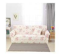 AmDxD Sofa Throws 2 Seater Floral Pattern Sofa Covers Suitable for 1/2/3/4 Seat Sofa and Corner Sofa in Polyester Non-Slip Elastic Beige Pink Style 2