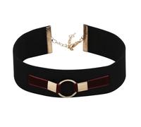 AMDXD Women's Choker Necklace, Circle Band, Collar Jewellery, Adjustable, Dancing, Halloween, Birthday, Party, Cosplay, Gold Wine Red, 33 + 7 cm, Stainless Steel, No cubic zirconia