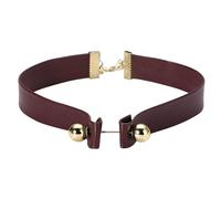 AMDXD Women's Necklace, Pearl Bead Adjustable Choker Jewellery Choker Necklace for Women, Gold Red, 32 + 5.5 cm, Stainless Steel, No cubic zirconia