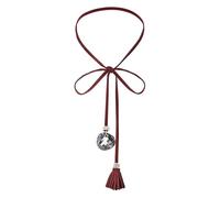 AMDXD Women's Necklace, Tassel Cubic Zirconia Adjustable Choker Jewellery Velvet Choker Necklace for Women, Gold Wine Red, 94.5 cm, Stainless Steel, Cubic Zirconia