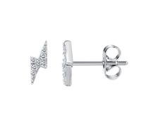 AMDXD Women's Stud Earrings, Cubic Zirconia Stud Earrings, Lightning Strike Design, Silver-Plated Stud Earrings, copper, Cubic Zirconia