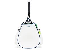 AME & Lulu Game On Tennis Backpack - Includes Padded and Adjustable Straps - Two Outer Water Bottle Pockets - White/Navy/Green