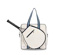 Ame & Lulu New Hamptons Tennis Tour Bag - Removable Adjustable Straps - Exterior Pocket Fits Two Racquets - Two Tone Blue