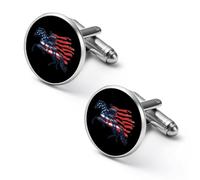 Ame-rican Flag Horse Racing Jockey Shirt Cufflinks Round Cuff Links for Business Wedding Party Father's Day Gift 2.0cm
