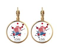 ame4 july independent day hat Gold Clip On Drop Earrings Non Piercing Dangle Jewelry