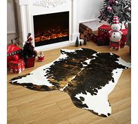 Amearea Faux Cow Hide Rug, Premium Cow Print Rugs for Bedroom, Large Cowhide Area Rug, Faux Fur Animal Hide Carpets for Living Room, Kid Bed Room, Dining Western Decor Mat, 4.6x5.2 Feet