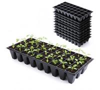 Ameble 10 Pack Seed Starter Tray 32 Cell Seedling Trays with Drainage Holes, Plastic Seed Starting Kit for Indoor Greenhouse Gardening, Plant Germination and Propagation
