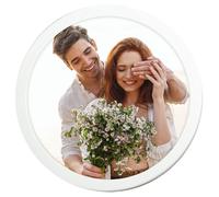 Ameble 12 Inch Round Picture Frame with White Border, Modern Minimalist Photo Frame for Wall and Tabletop Decoration, Stylish Decorative Frames for Living Room Bedroom Office