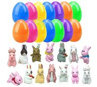 Ameble 14Pcs Easter Eggs Filled with Toys, Mini Surprise Eggs with Bunny Figures Cute Farm Rabbit Display for Kids, Boys and Girls, Easter Basket Stuffers, Egg Hunt