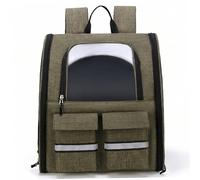 Ameble 2-in-1 Foldable Large Backpack Cat Carrier with Trolley Wheel and Breathable Mesh, Rolling Pet Backpack for Travel, Hiking, Ventilated Kitty Bag, Khaki