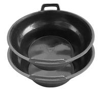 Ameble 2-Pack Rubber Feed Pan, Plastic Horse Feed Pan with Handle for Horses, Goats, Chickens Thick & Stackable Animal Feeding Buckets (15.4 Inch) Rubber, Horse, Bowl, Rubbe
