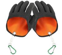 Ameble 2PCS Fishing Gloves with Magnet Release, Anti-Puncture Fish Cleaning Gloves, Waterproof Non-Slip Casting for Surf Fishing, Left and Right Hand
