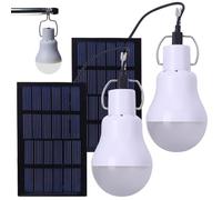 Ameble 2Pcs Portable Rechargeable Solar Light Bulb, Outdoor Camping Light for Hiking, Fishing, Tent, Indoor Shed, Chicken Coop, Emergency Lighting