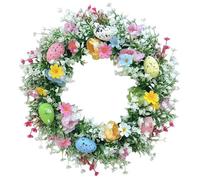 Ameble 35cm Large Easter Door Wreath for Front Door with Colorful Spring Egg and Berry Floral Arrangement, Indoor Outdoor Holiday Decoration, Vibrant Welcome Decor